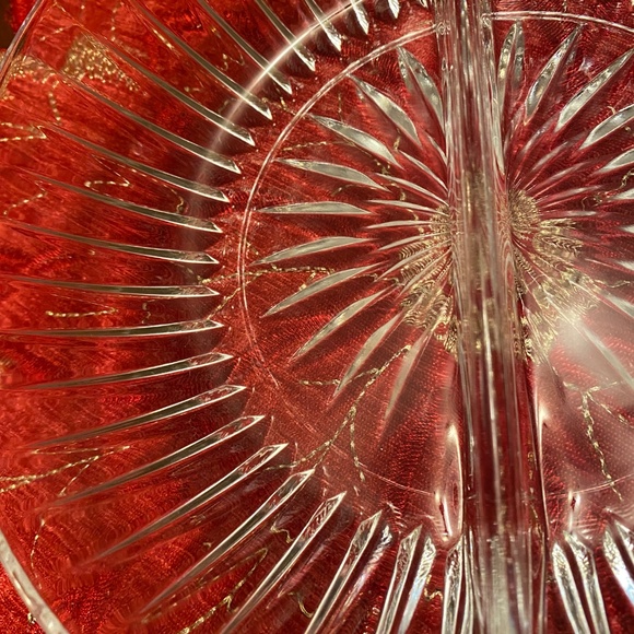 PRINCESS HOUSE CRYSTAL ROUND DIVIDED 2 PART SECTION RELISH  DISH ROYAL HIGHLIGHT - Picture 4 of 5